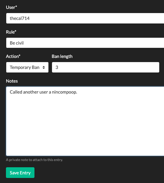 Add Entry Form