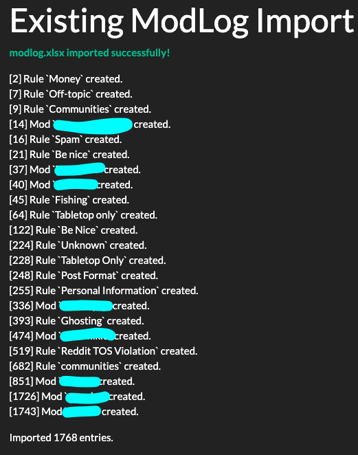 Excel Import Success