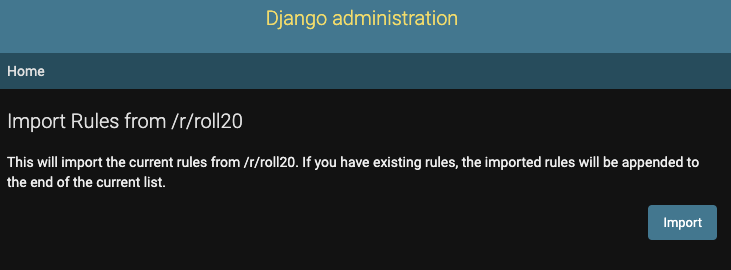 Import Rules Page